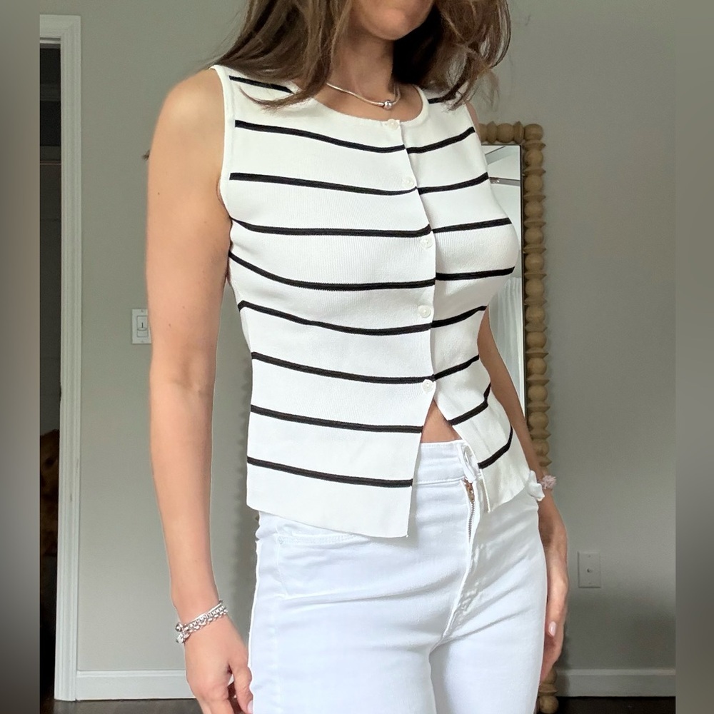 Striped Knit Sleeveless Top